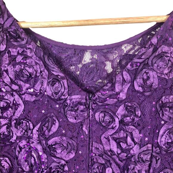 NWT Alex Evenings Rosette Shift Dress in Eggplant Size 6 - Picture 6 of 9